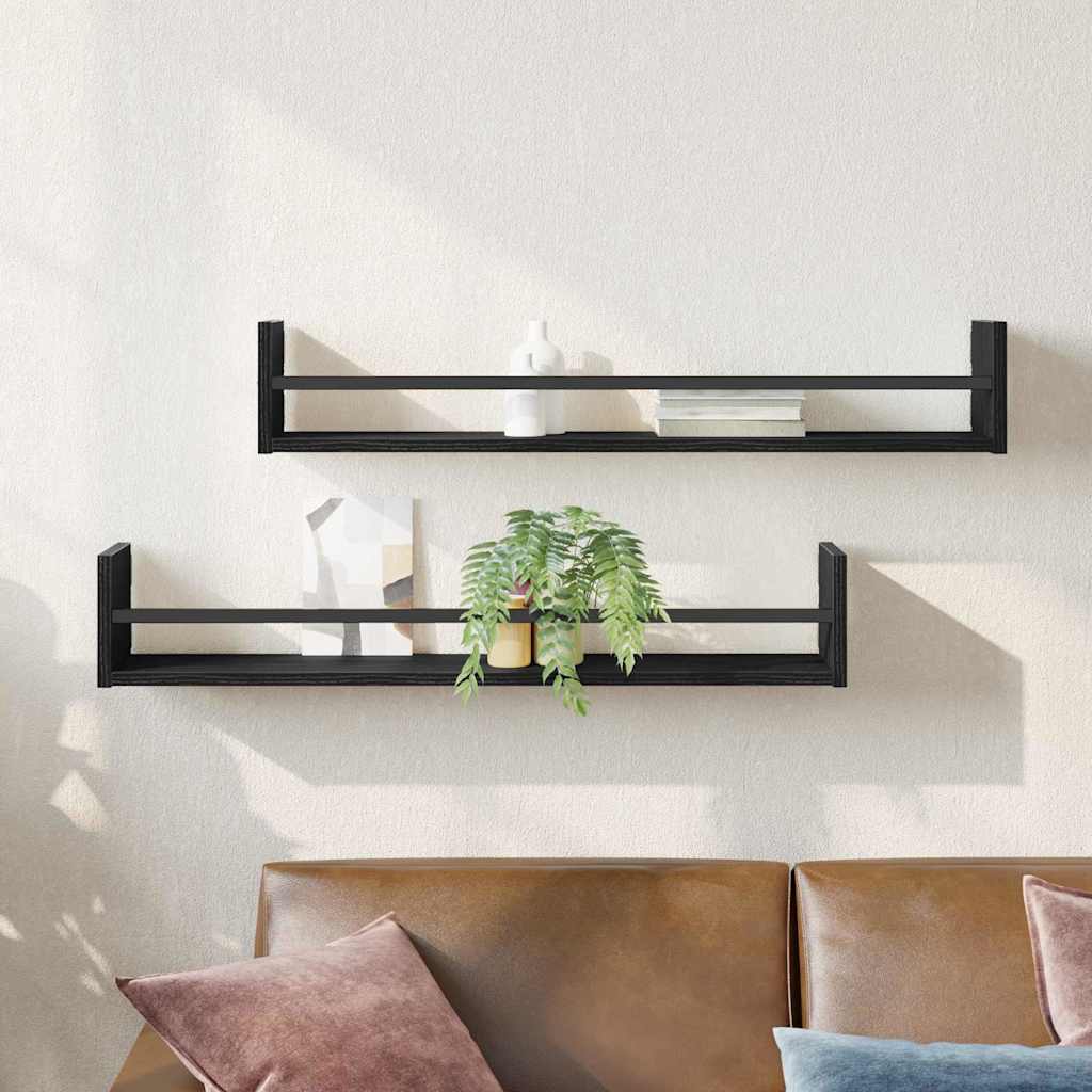 Wall shelf 2 pcs Old wood 60 x 16 x 14 cm