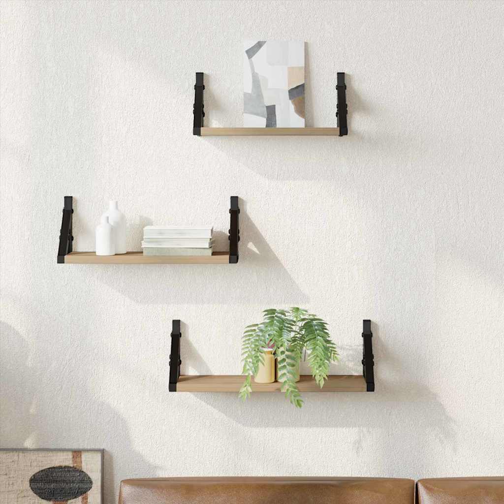 Estante de pared Montaje en la pared 3 pcs Roble Humo