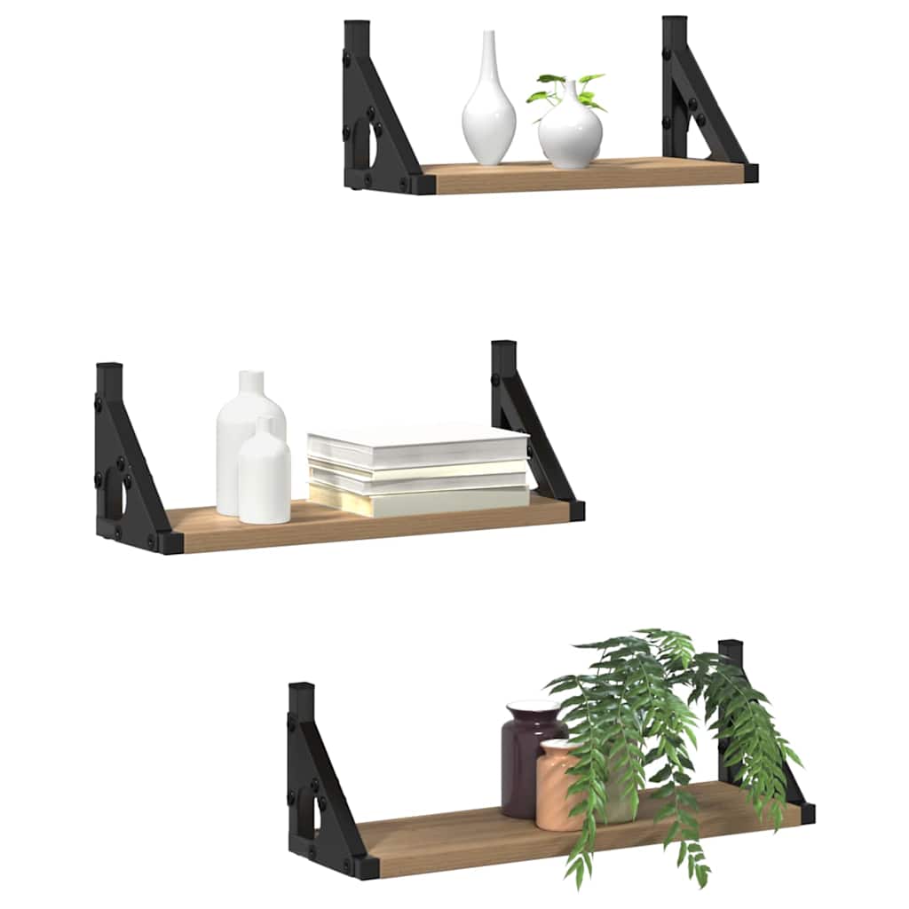 Estante de pared Montaje en la pared 3 pcs Roble Humo