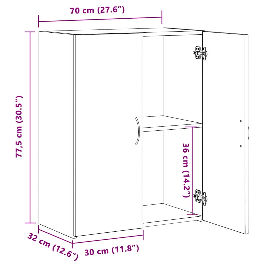 Armario de Oficina con estante Madera vieja 70 x 32 x 77.5 cm