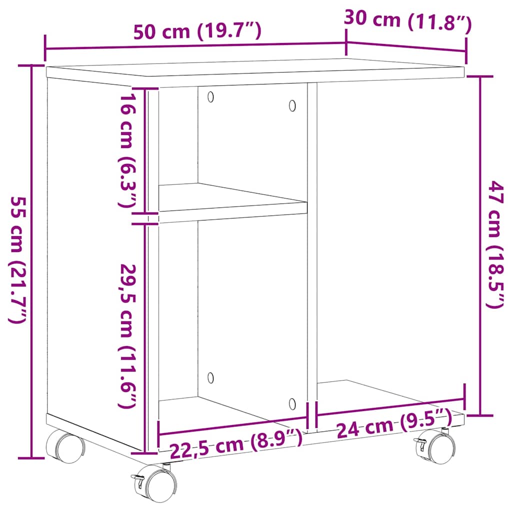 Mesa Auxiliar con estante Roble artisan 50 x 30 x 55 cm