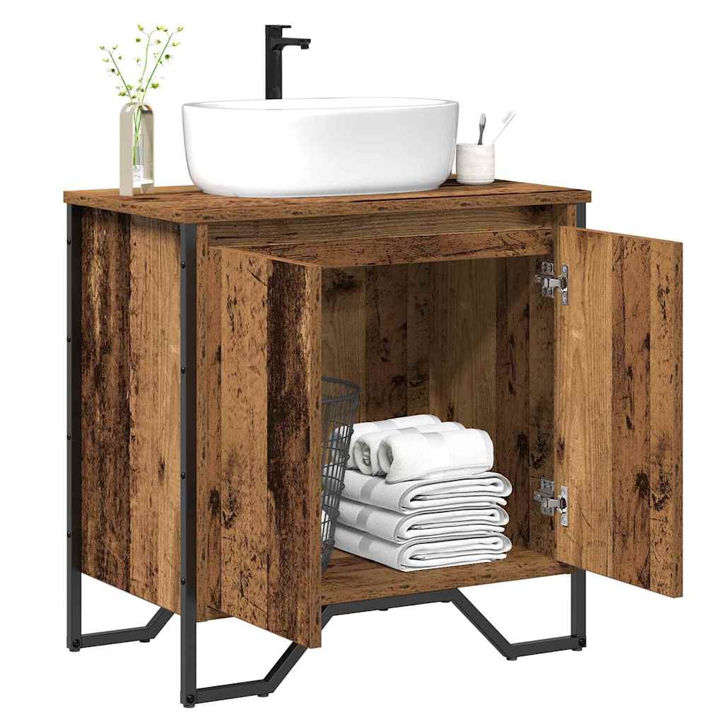 Gabinete de Lavabo para Baño Madera Vieja 60 x 35 x 60 cm