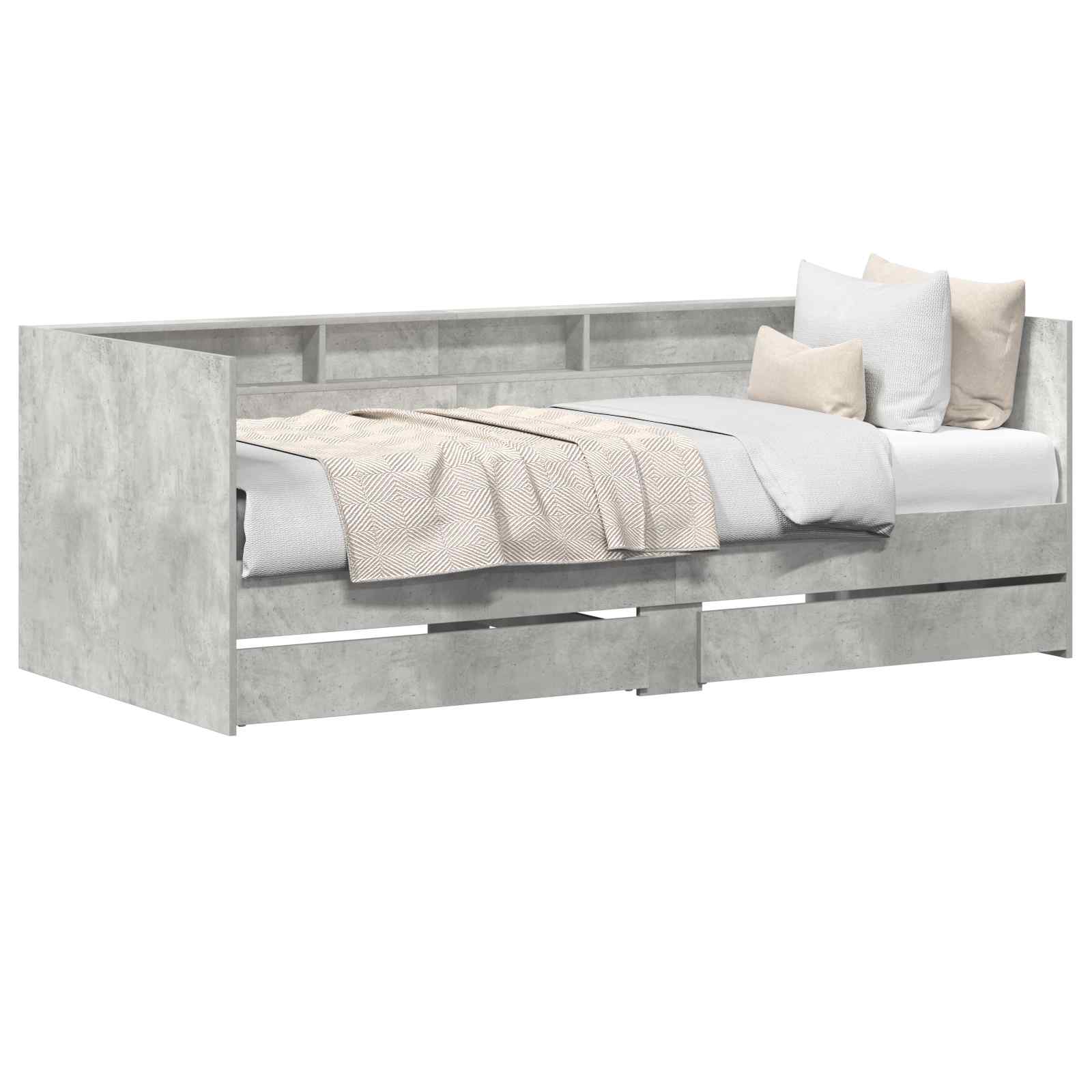 Sofá cama con cajón Gris 90 x 200 cm Madera de ingeniería