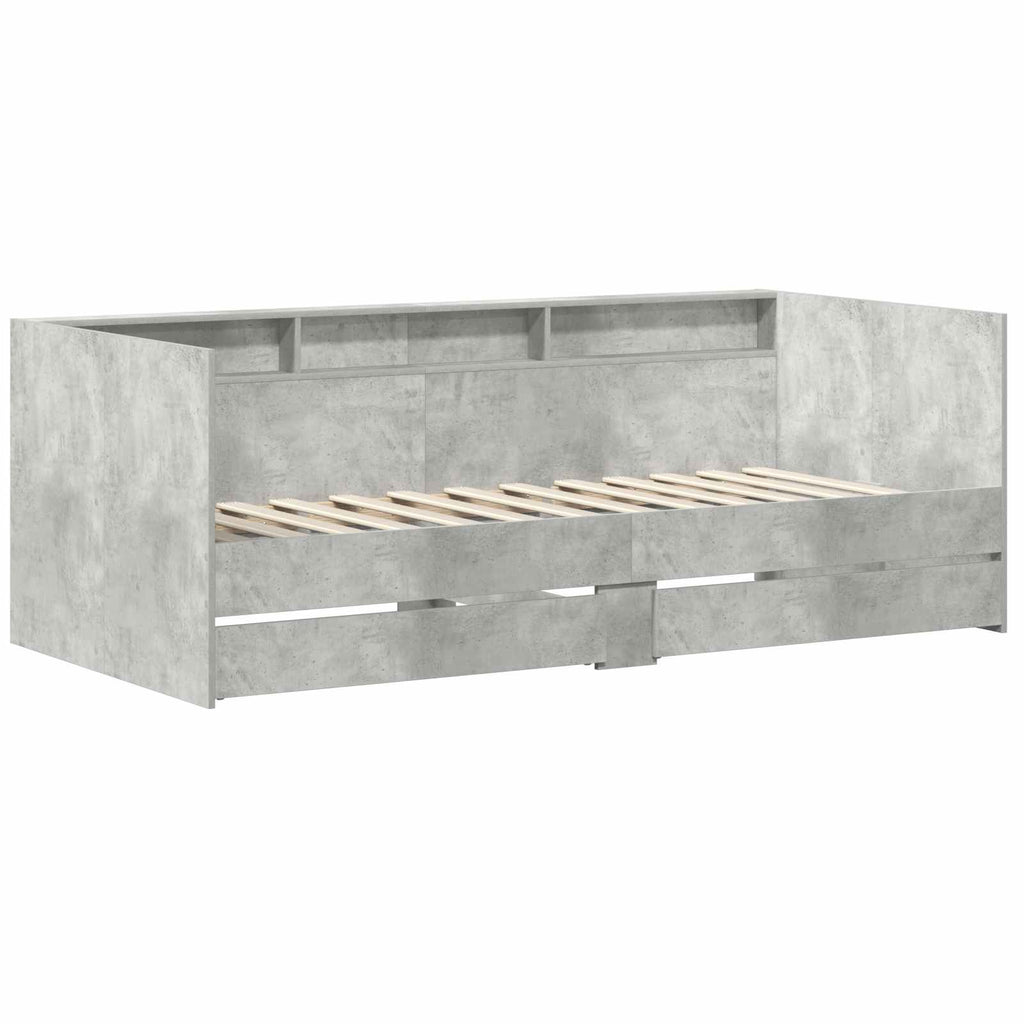 Sofá cama con cajón Gris 90 x 200 cm Madera de ingeniería