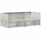 Sofá cama con cajón Gris 90 x 200 cm Madera de ingeniería