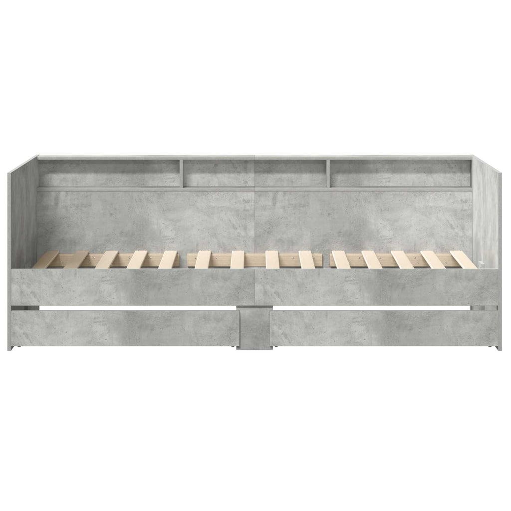 Sofá cama con cajón Gris 90 x 200 cm Madera de ingeniería