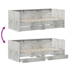 Sofá cama con cajón Gris 90 x 200 cm Madera de ingeniería