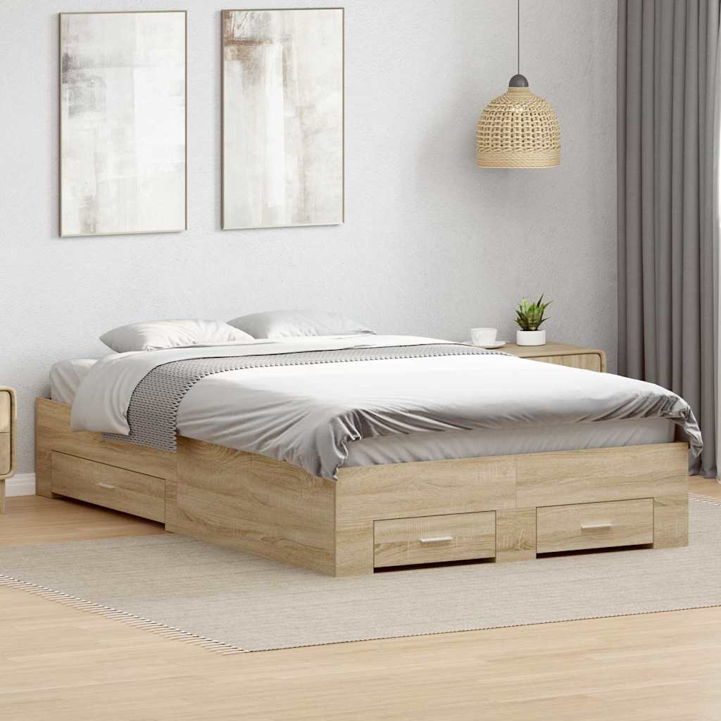 Estructura de cama Marrón 140 x 200 cm Madera de ingeniería