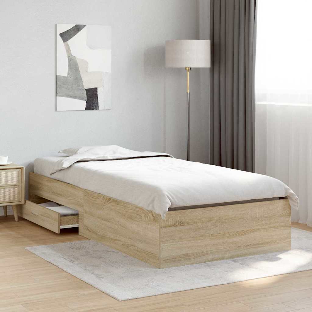 Estructura de cama Marrón 90 x 190 cm Madera de ingeniería