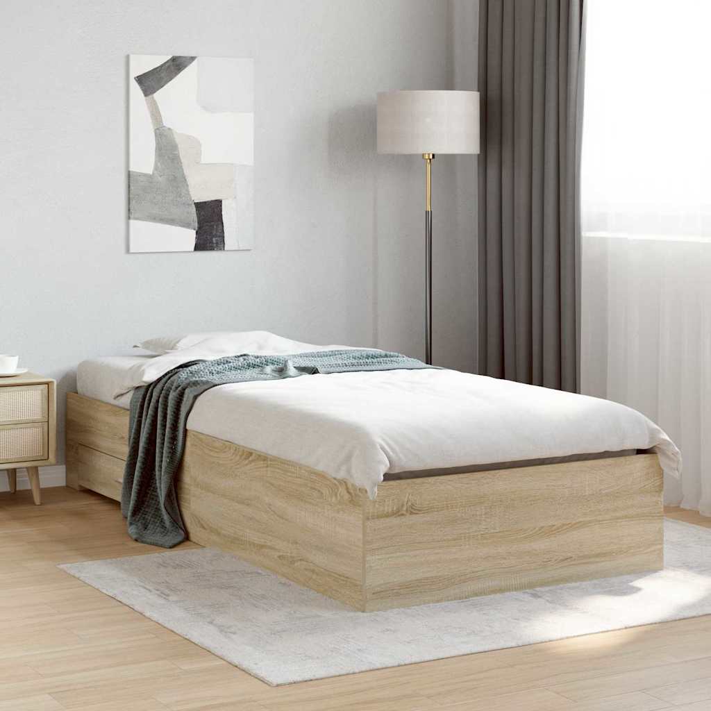 Estructura de cama Marrón 90 x 190 cm Madera de ingeniería