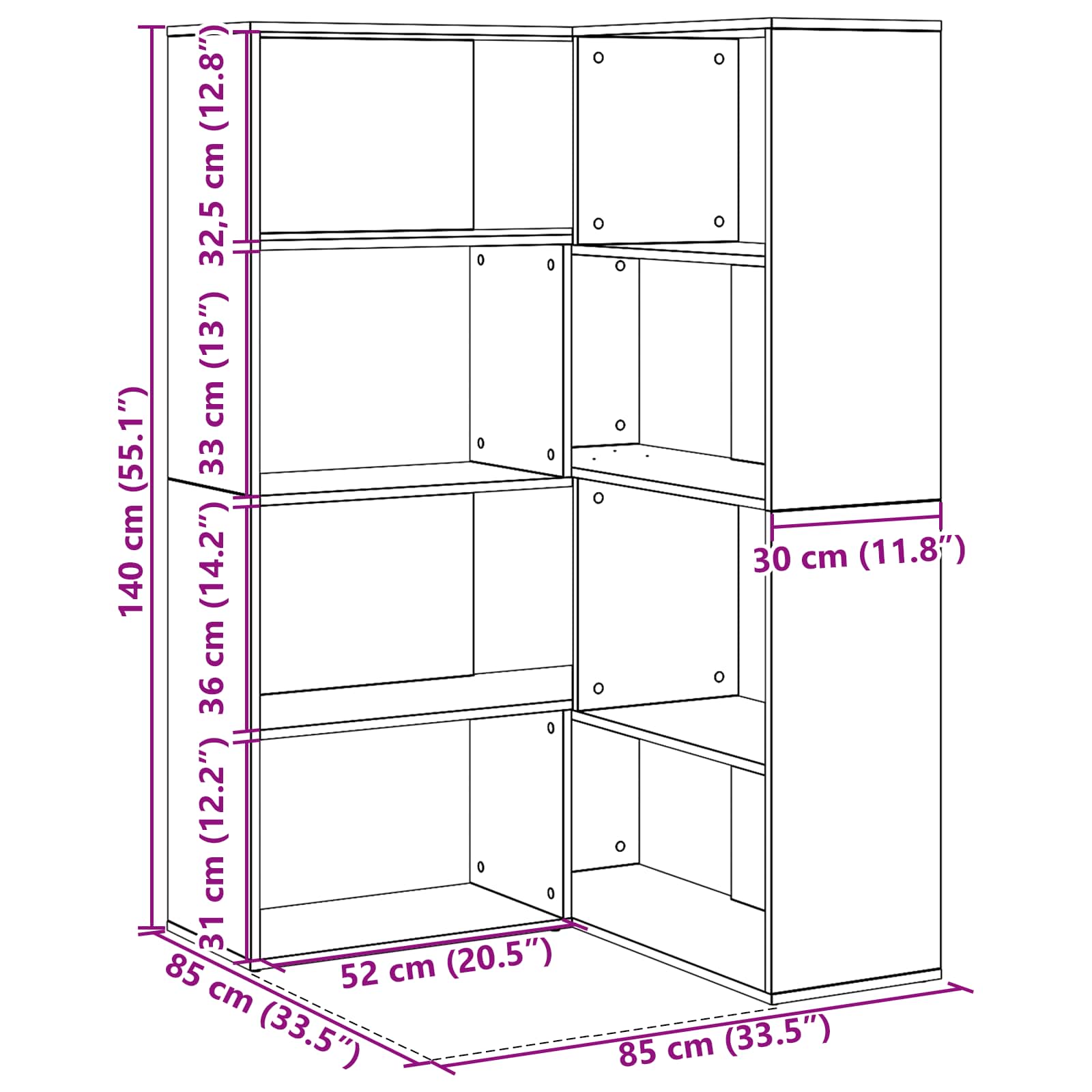 Armario 2 pcs Roble Negro 85 x 85 x 140 cm Madera de ingeniería