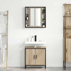 Juego de muebles de baño 2 pcs Marrón Madera contrachapada