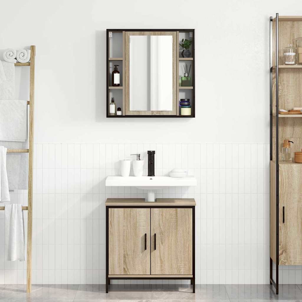 Juego de muebles de baño 2 pcs Marrón Madera contrachapada