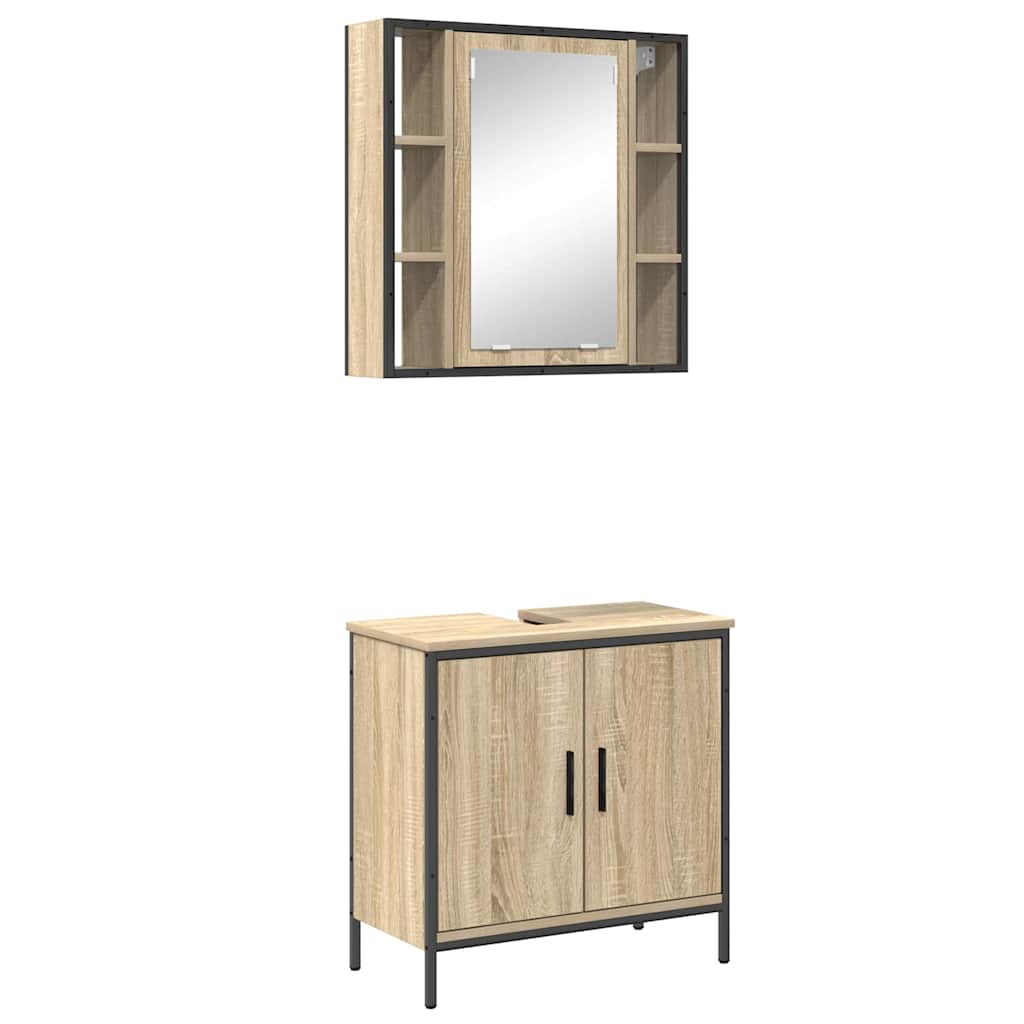 Juego de muebles de baño 2 pcs Marrón Madera contrachapada