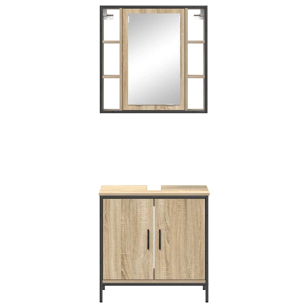 Juego de muebles de baño 2 pcs Marrón Madera contrachapada
