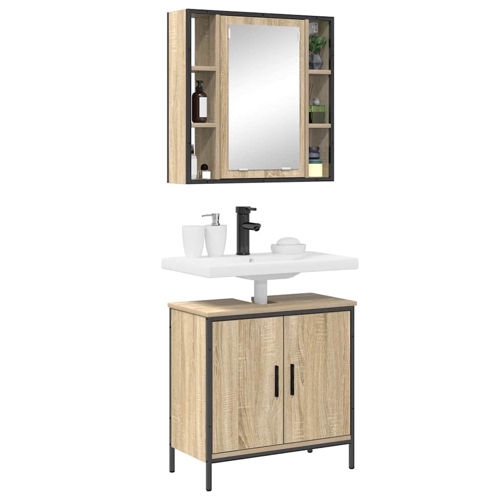 Juego de muebles de baño 2 pcs Marrón Madera contrachapada