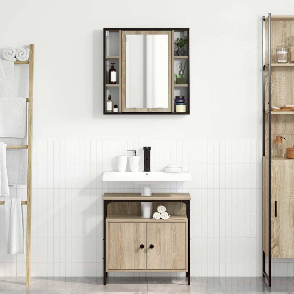 Juego de muebles de baño 2 pcs Marrón Madera contrachapada
