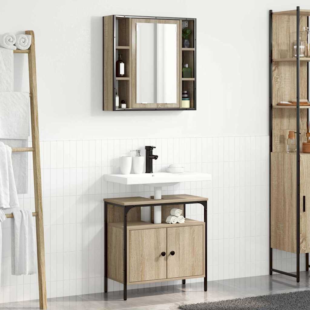 Juego de muebles de baño 2 pcs Marrón Madera contrachapada