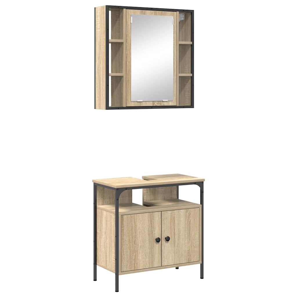 Juego de muebles de baño 2 pcs Marrón Madera contrachapada
