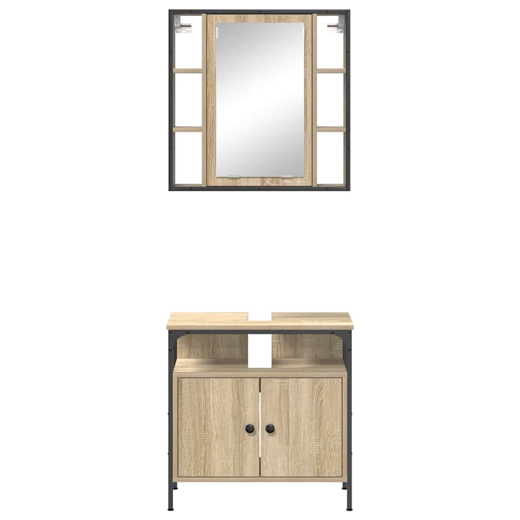 Juego de muebles de baño 2 pcs Marrón Madera contrachapada