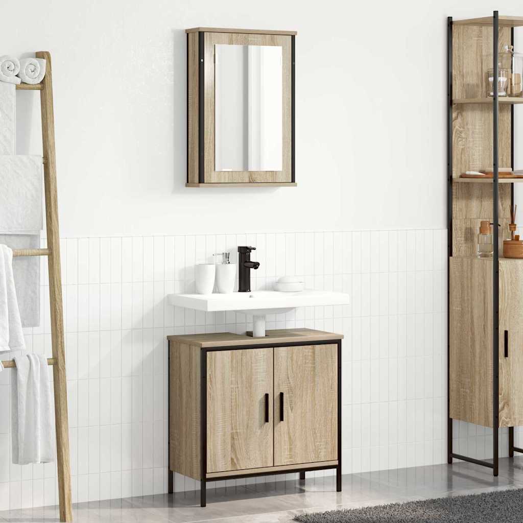 Juego de muebles de baño 2 pcs Marrón Madera contrachapada