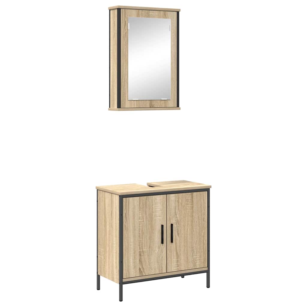 Juego de muebles de baño 2 pcs Marrón Madera contrachapada