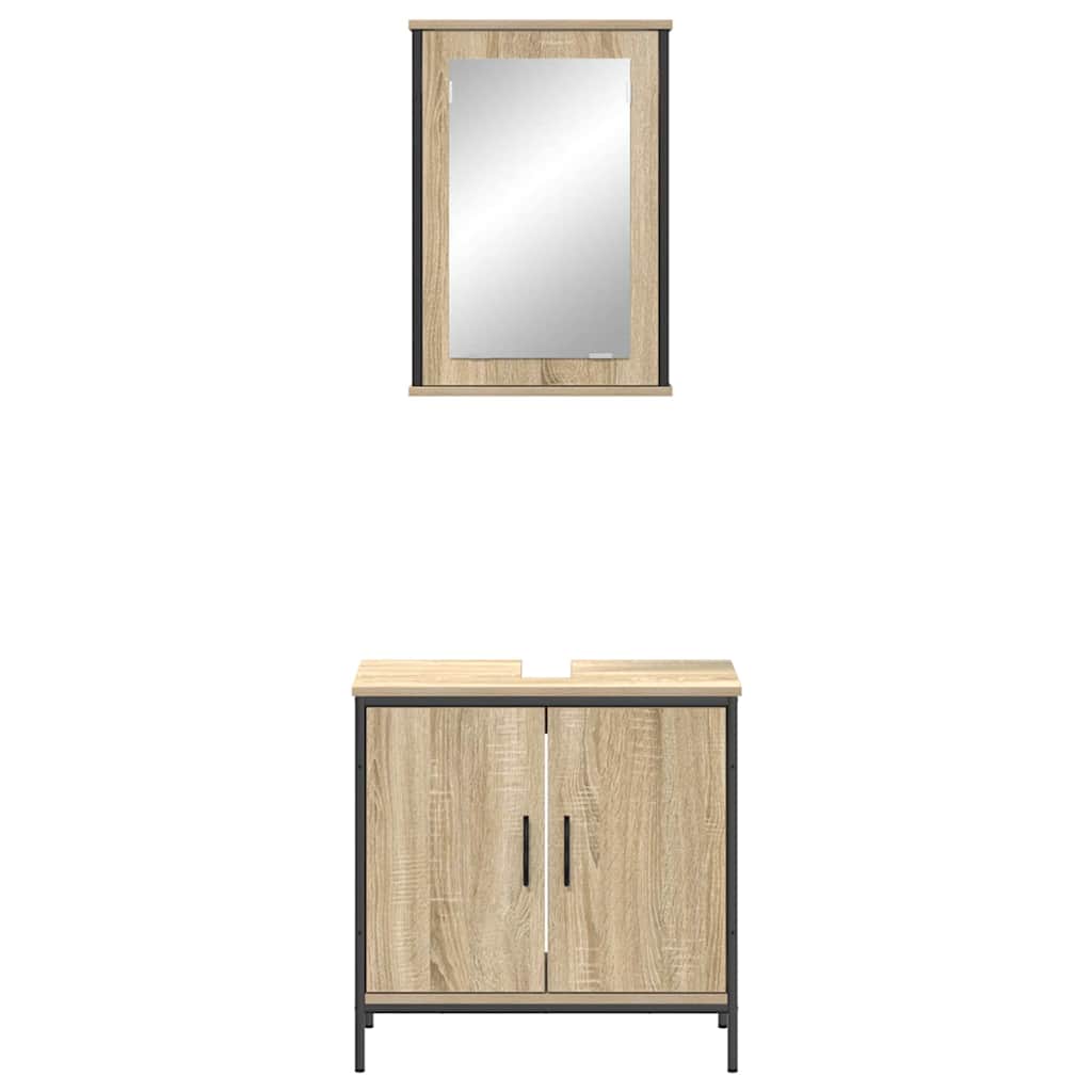 Juego de muebles de baño 2 pcs Marrón Madera contrachapada