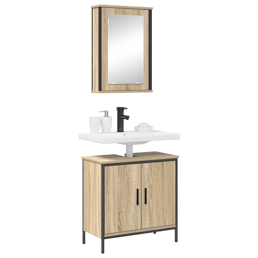 Juego de muebles de baño 2 pcs Marrón Madera contrachapada