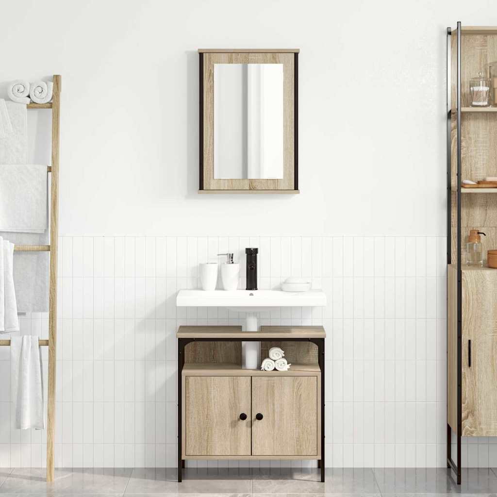 Juego de muebles de baño 2 pcs Marrón Madera contrachapada