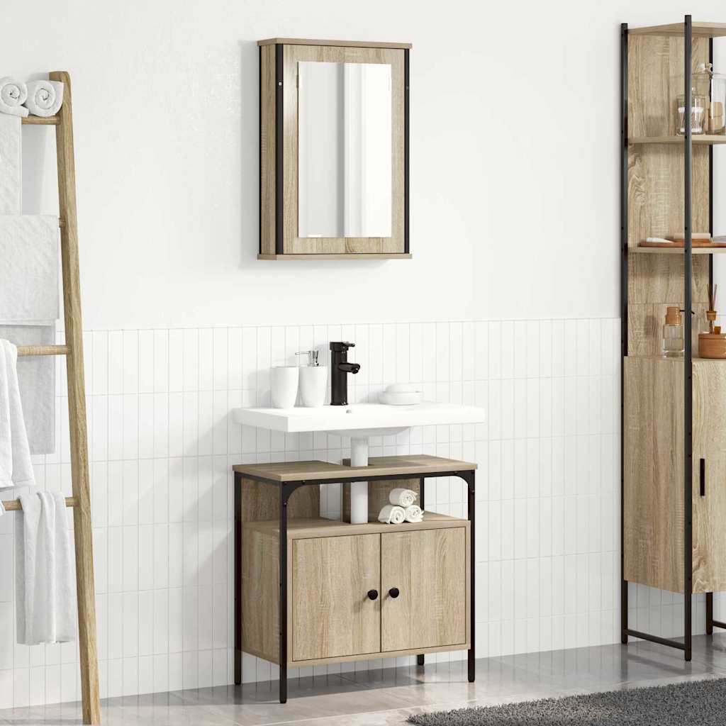 Juego de muebles de baño 2 pcs Marrón Madera contrachapada