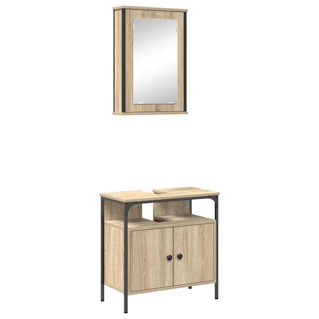 Juego de muebles de baño 2 pcs Marrón Madera contrachapada