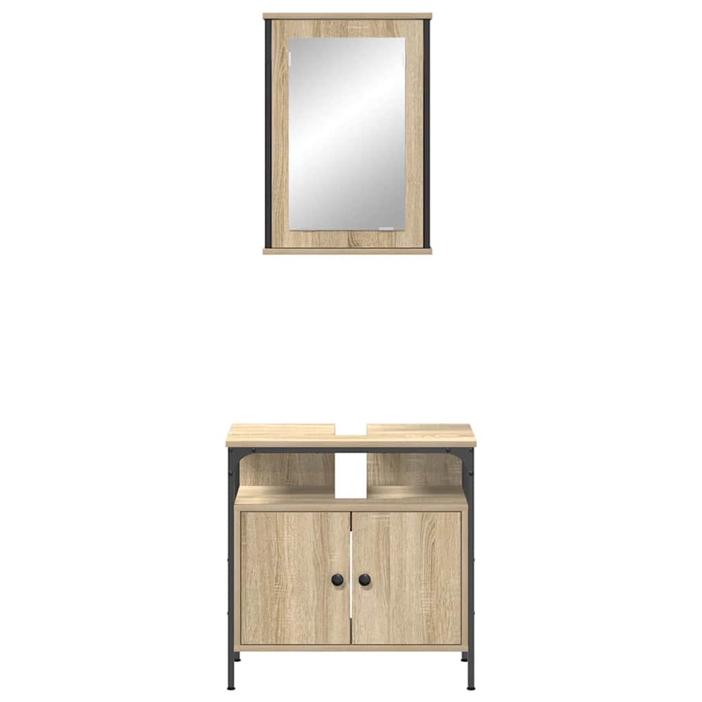 Juego de muebles de baño 2 pcs Marrón Madera contrachapada
