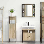Juego de muebles de baño 3 pcs Marrón Madera contrachapada