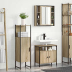 Juego de muebles de baño 3 pcs Marrón Madera contrachapada