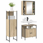 Juego de muebles de baño 3 pcs Marrón Madera contrachapada