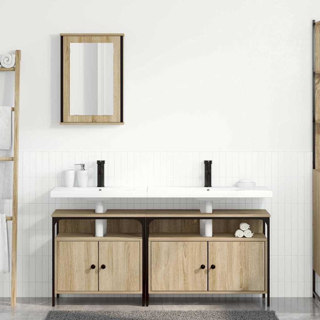 Juego de muebles de baño 3 pcs Marrón Madera contrachapada