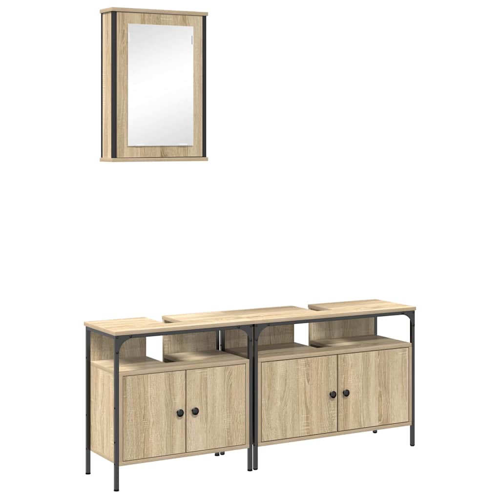 Juego de muebles de baño 3 pcs Marrón Madera contrachapada