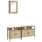 Juego de muebles de baño 3 pcs Marrón Madera contrachapada