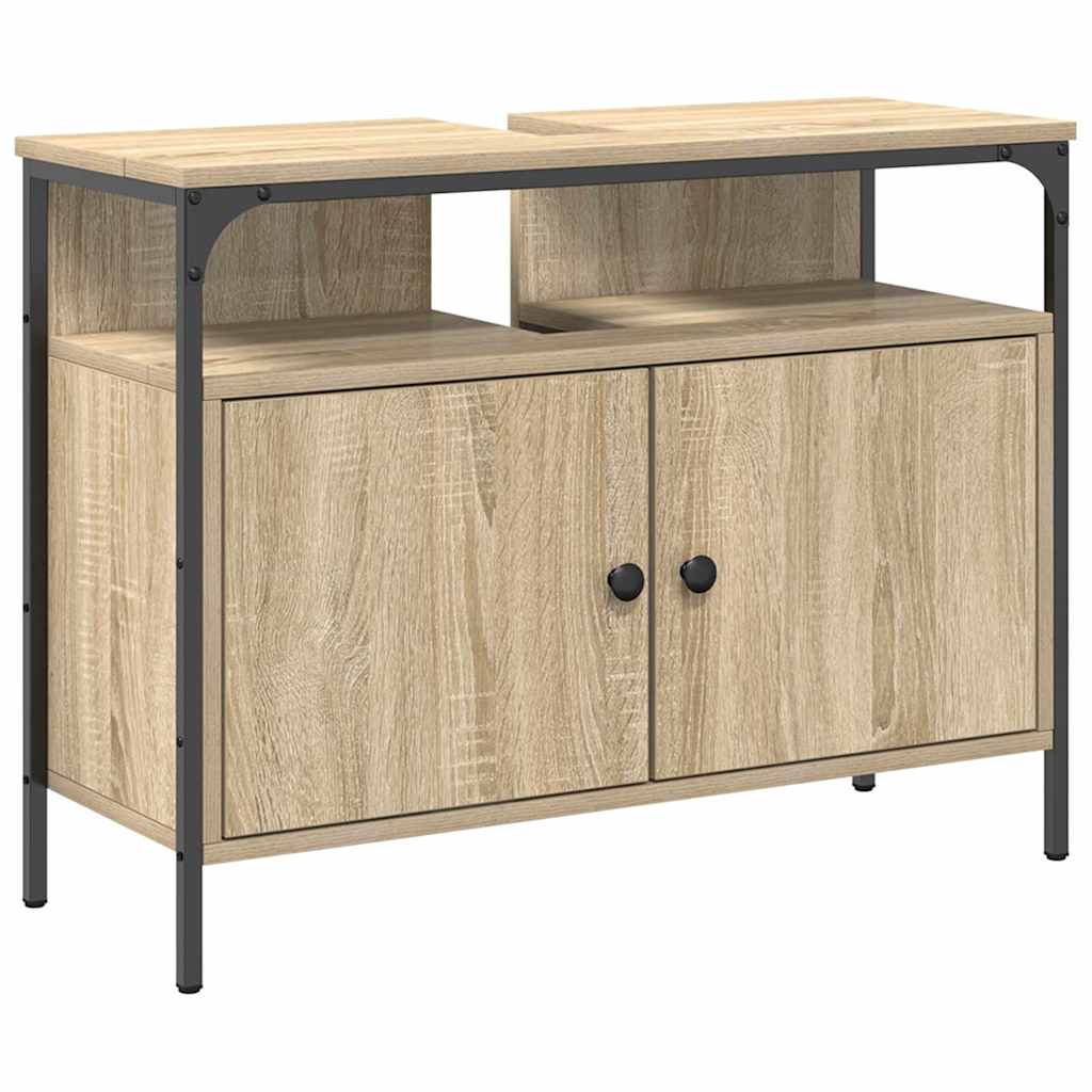 Juego de muebles de baño 3 pcs Marrón Madera contrachapada