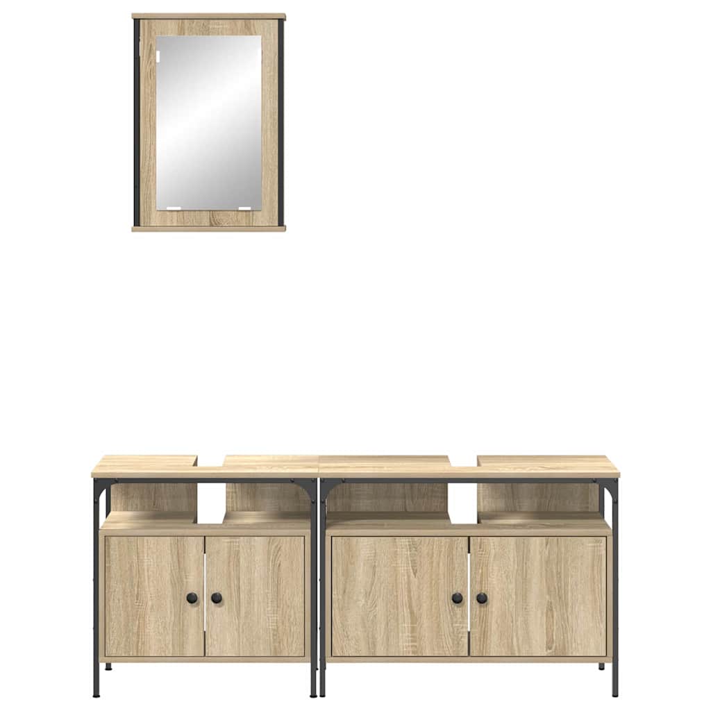 Juego de muebles de baño 3 pcs Marrón Madera contrachapada