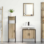 Juego de muebles de baño 3 pcs Marrón Madera contrachapada