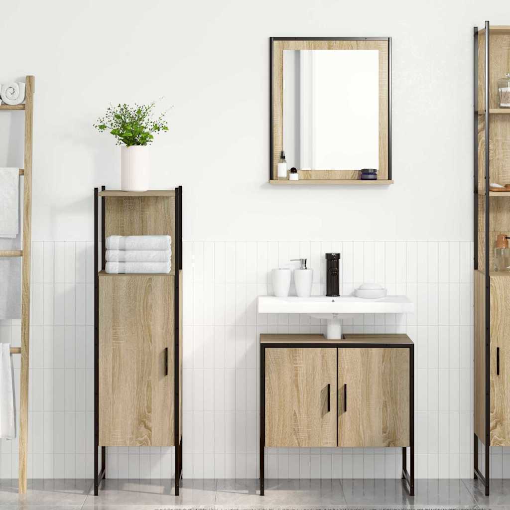 Juego de muebles de baño 3 pcs Marrón Madera contrachapada