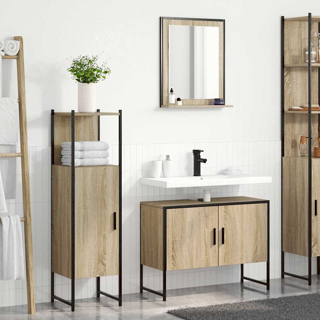 Juego de muebles de baño 3 pcs Marrón Madera contrachapada