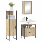 Juego de muebles de baño 3 pcs Marrón Madera contrachapada