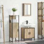 Juego de muebles de baño 3 pcs Marrón Madera contrachapada