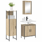 Juego de muebles de baño 3 pcs Marrón Madera contrachapada
