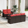 Conjunto de sofá de jardín 6 pcs Marrón ratán sintético