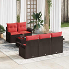 Conjunto de sofá de jardín 6 pcs Marrón ratán sintético