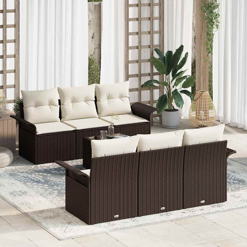 Conjunto de sofá de jardín 7 pcs Beige ratán sintético