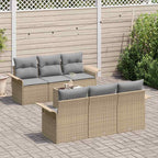 Conjunto de sofá de jardín 7 pcs Beige ratán sintético